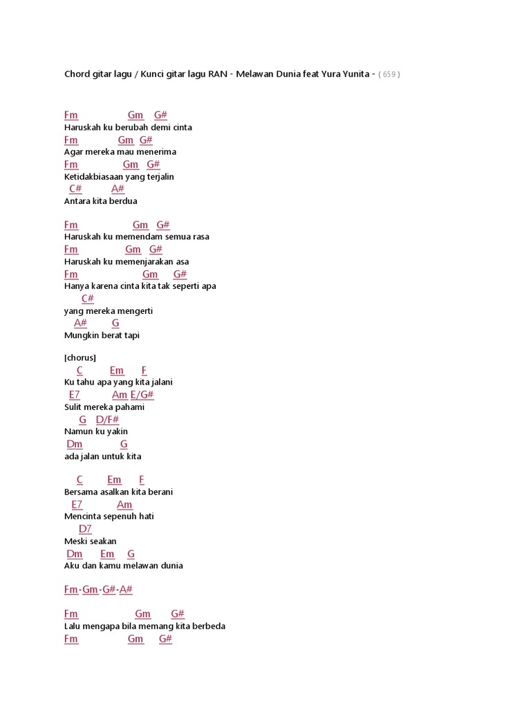 Chord Gitar Lagu Ran Melawan Dunia Pdf