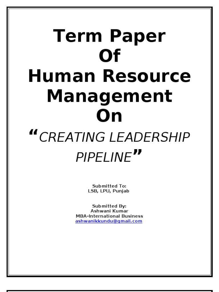 HRM Term Paper Leadership Leadership Mentoring