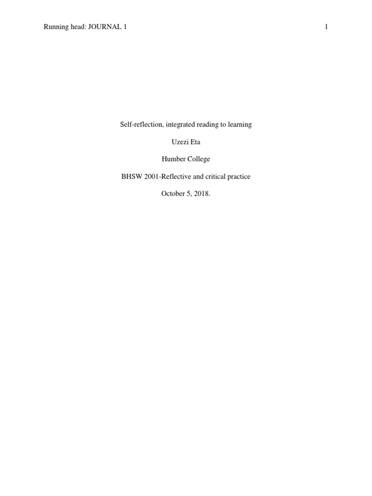 Self-Reflection in Learning Journal | PDF | Service Learning | Learning