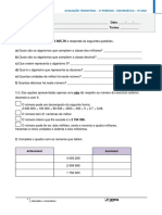 Avaliação trimestral de matemática do 4o ano