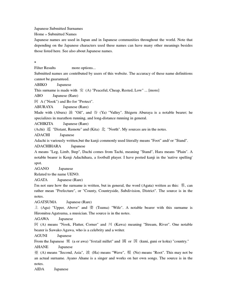 Japanese Surnames | Shintoism | Nature