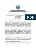 Análisis del Reporte Mundial de Malaria 2018 y La Grave Epidemia de Malaria en Venezuela