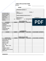 Crew Application Form Diana Empty PDF