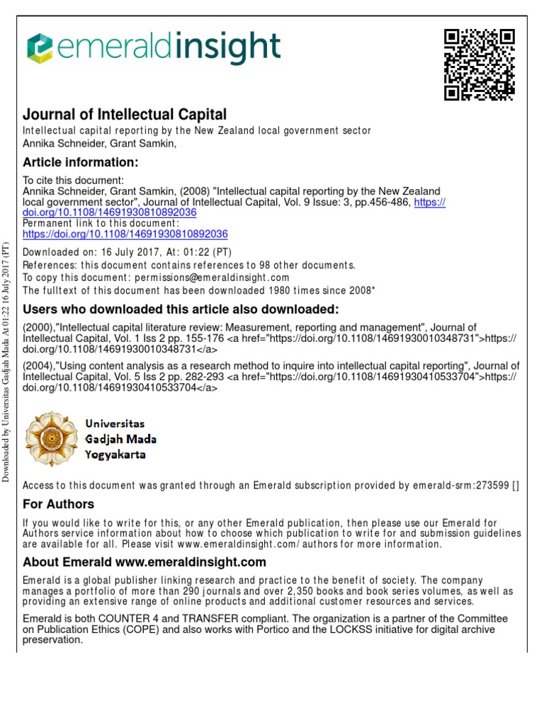 Journal of Intellectual Capital: Article Information | PDF | Local ...