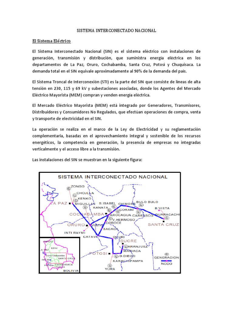 Sistema Interconectado Nacional | PDF | Generación eléctrica | Bolivia