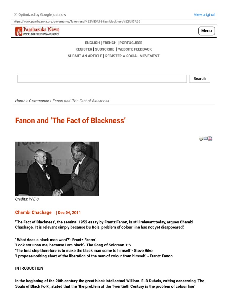 Fanon and the fact of blackness pambazuka news pdf pdf frantz