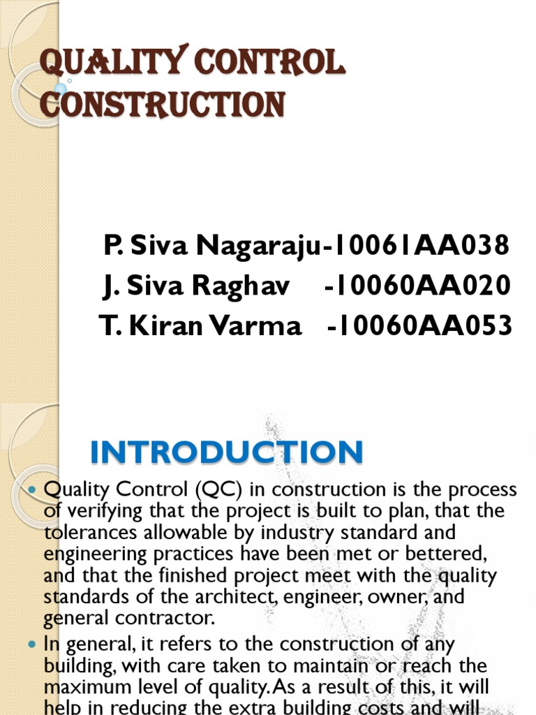 Quality Control in Construction Projects | PDF | Brick | Quality (Business)