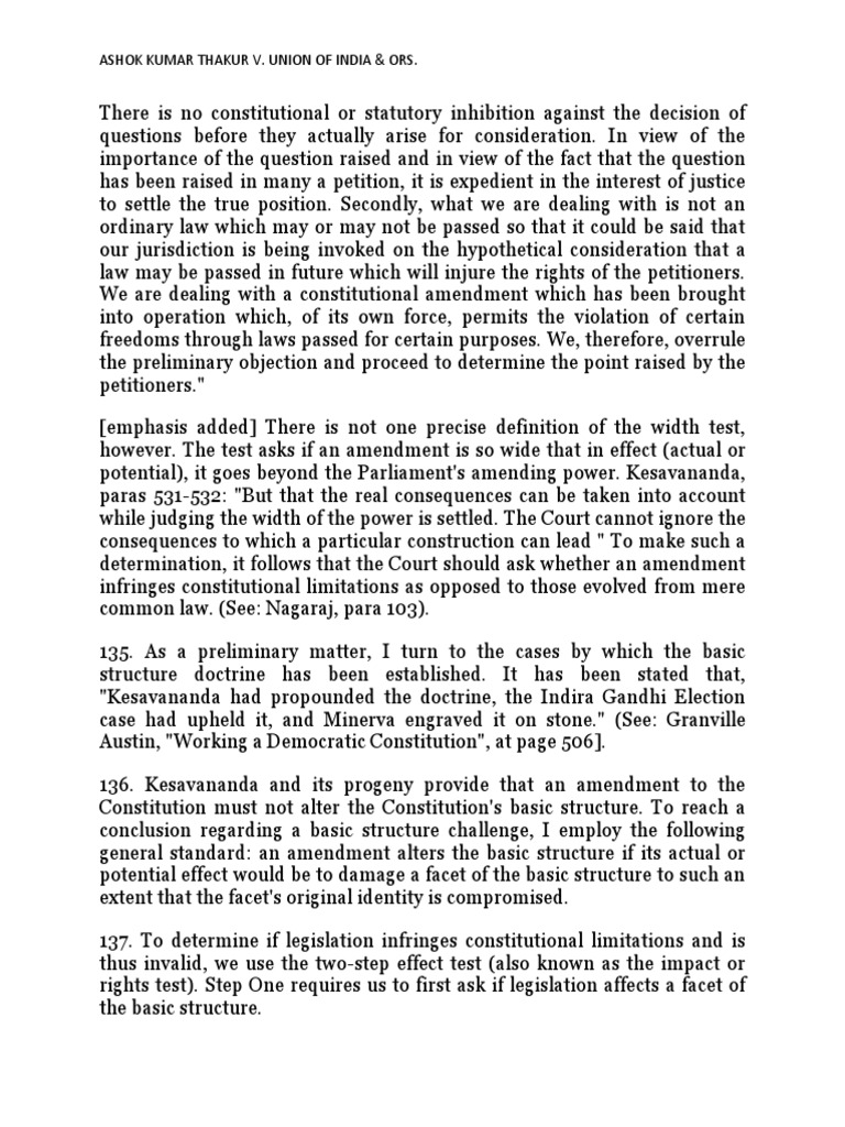 Ashok Kumar Thakur V. Union of India & Ors Download Free PDF Public