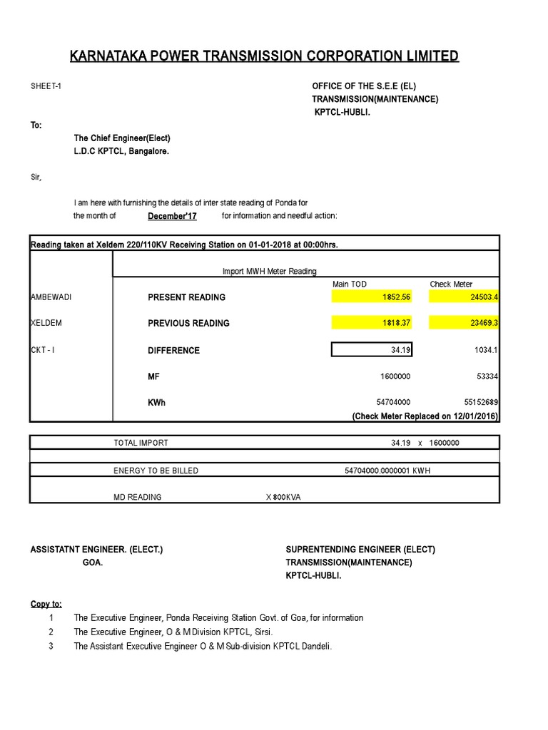 Karnataka Power Transmission Corporation Limited PDF Kilowatt Hour