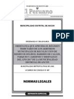 Ordenanza Que Establece Los Arbitrios Municipales para El Ejercicio Fiscal 2017 - Ancón