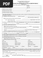 Application (S) For Certificate of Title To A Motor Vehicle