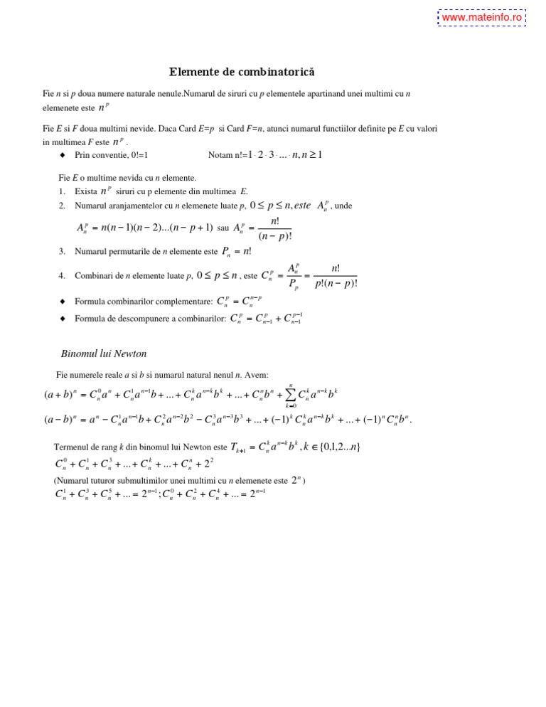 Elemente de Combinatorica | PDF