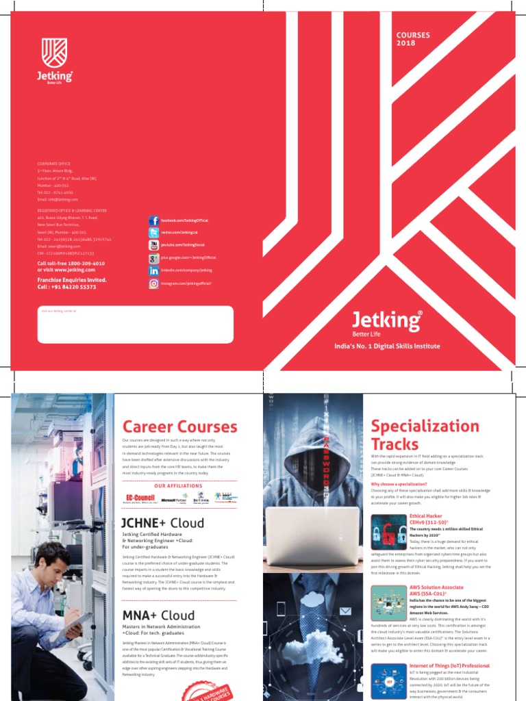 Jetking Courses Brochure 2018 PDF PDF Microsoft Exchange Server