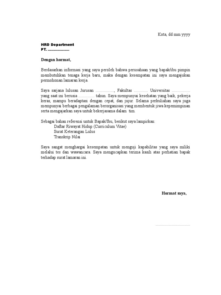 Contoh Surat Lamaran Kerja Ke Universitas - Kumpulan ...