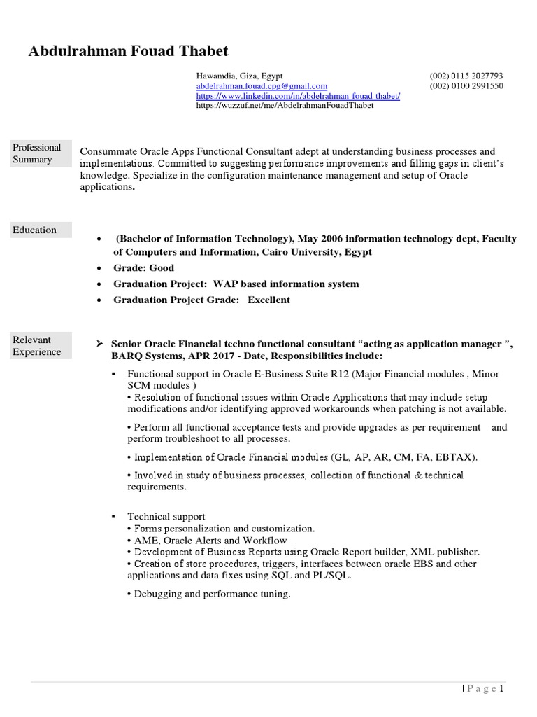 Oracle Financial Consultant PDF Oracle Database Pl/Sql