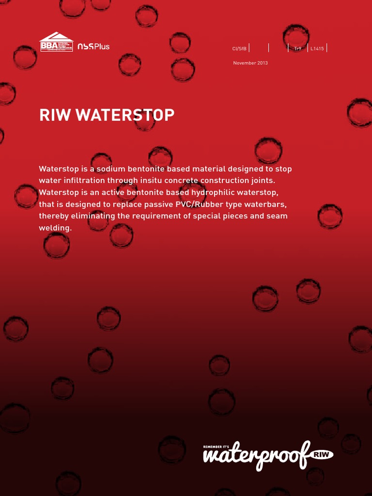 Riw Waterstop Ci/Sfb Tr9 L1415 November 2013 PDF Concrete