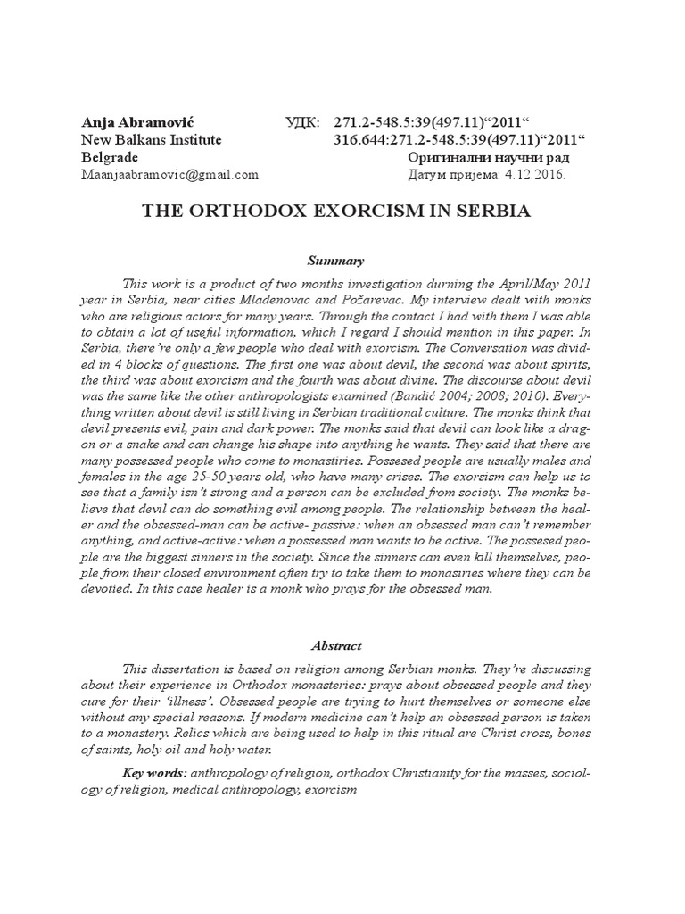 Orthodox Exorcism Practices in Serbia | PDF | Exorcism | Satan