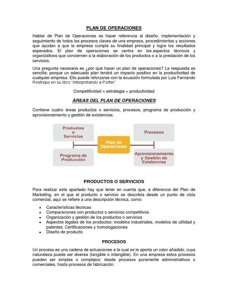 Ejemplo de Plan de Operaciones Empresarial | PDF | Logística | Marketing