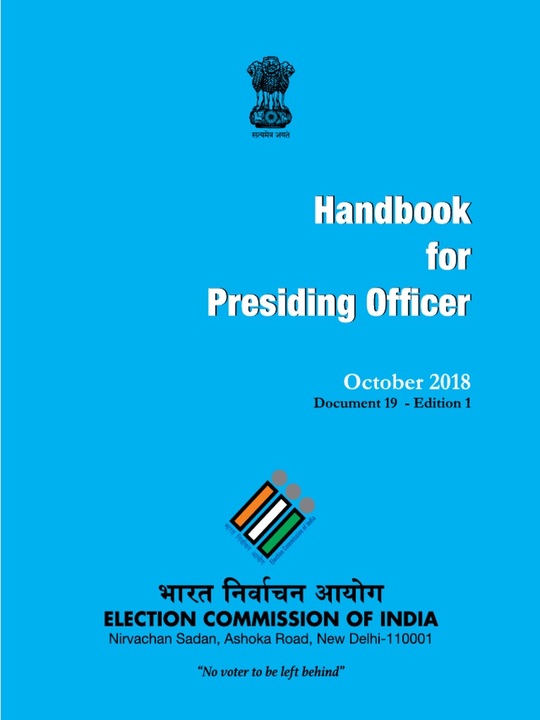 Handbook For Presiding Officers PDF Polling Place Voting