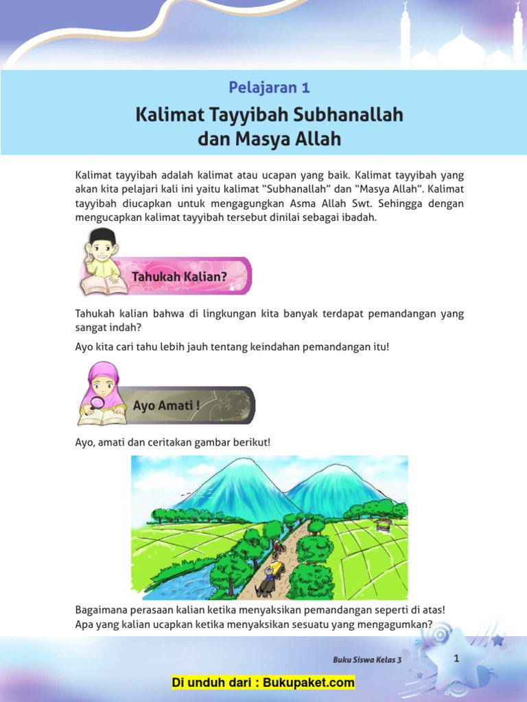 Pelajaran 1 Kalimat Tayyibah Subhanallah Dan Masya Allah Pdf Pdf