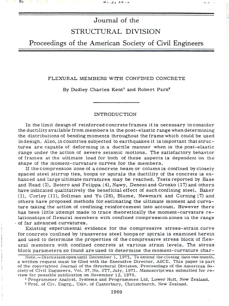 Kent Park Flexural Members With Confined Concrete PDF | PDF