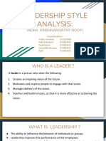 Leadership Style Analysis:: Indra Krishnamurthy Nooyi