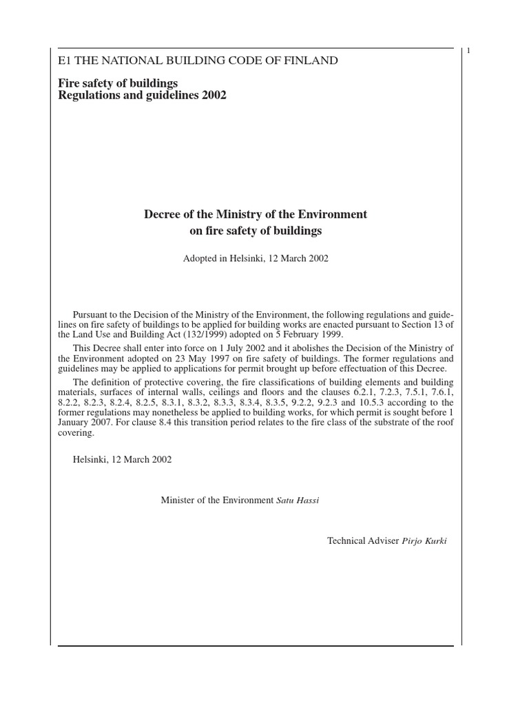 Finland Building Code: Fire Safety 2002 | PDF | Fires | Building