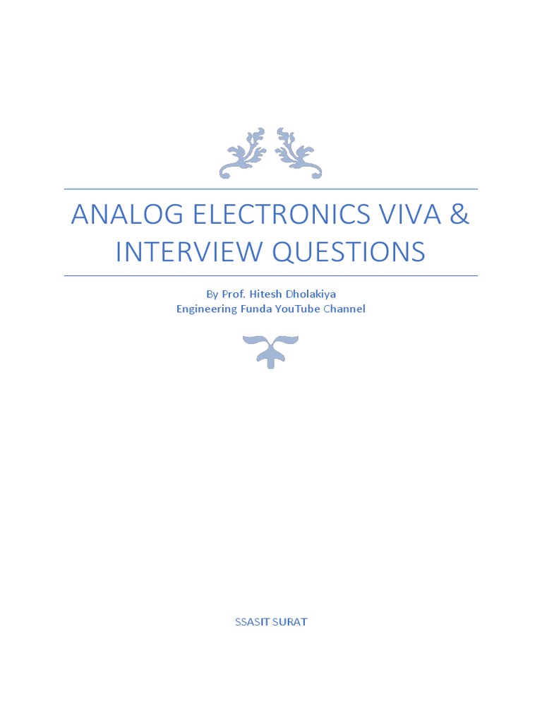 Analog Electronics Viva & Interview Questions by Prof. Hitesh