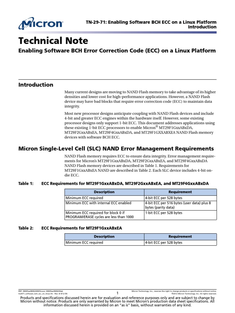Technical Note: Enabling Software BCH Error Correction Code (ECC) On A ...