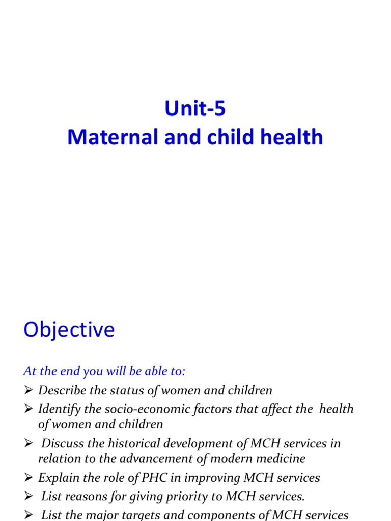 Maternal and Child Health Objectives | PDF | Maternal Death | Infant ...