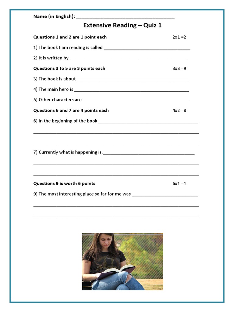 Extensive Reading Quiz 1 Name In English Pdf
