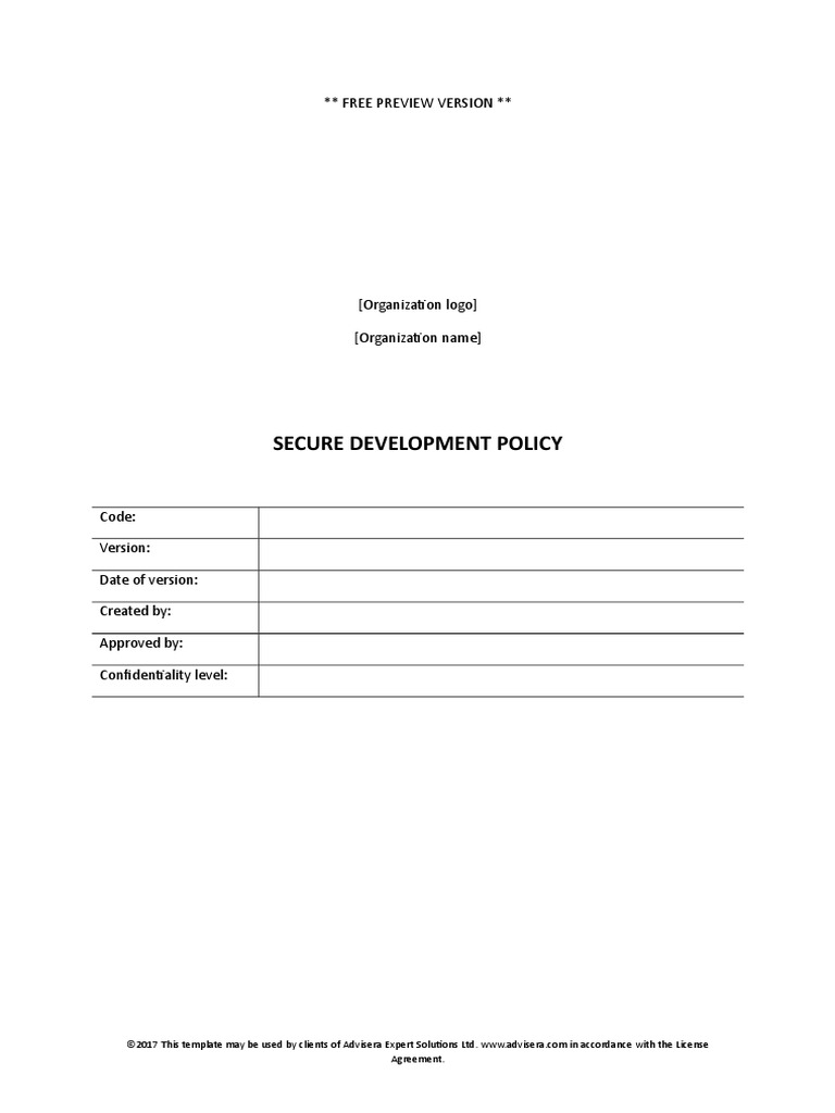 Secure Development Policy: Free Preview Version | PDF | Documentation ...