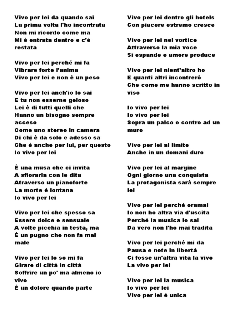Andrea Bocelli Vivo Per Lei Lyrics
