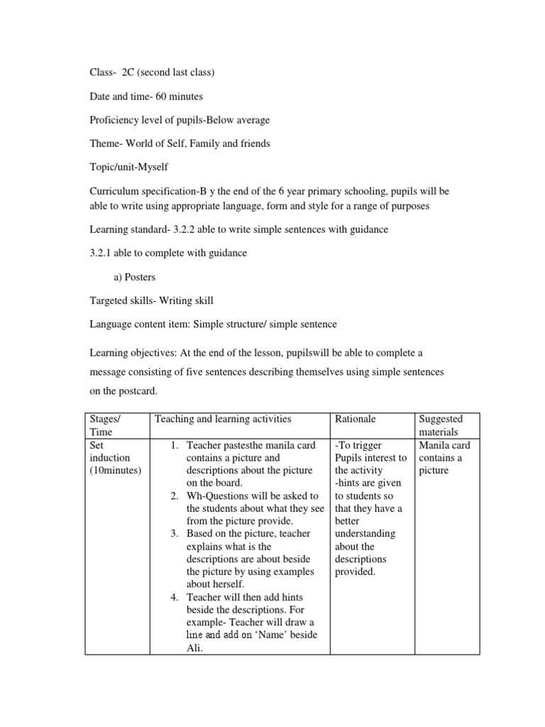 Lesson Planning for Year 2 | Worksheet | Teachers