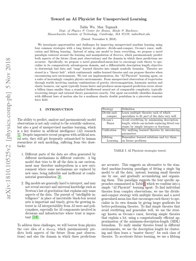 AI Physicist: Unsupervised Learning | PDF | Occam's Razor | Artificial ...