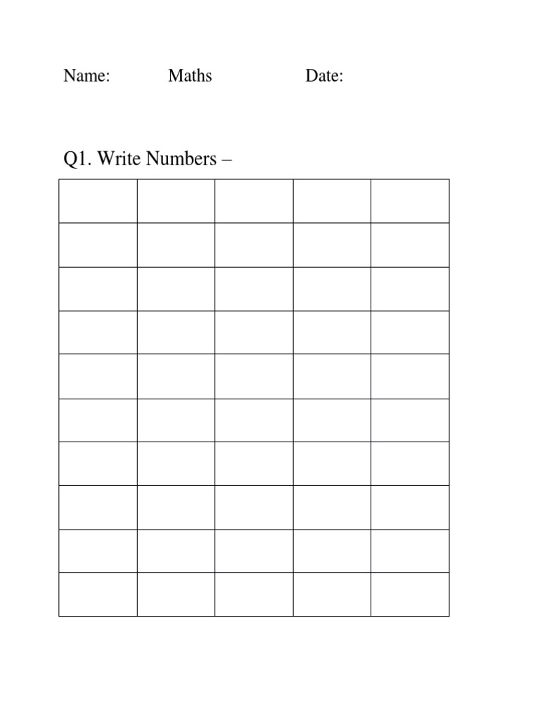 Q1. Write Numbers - : Name: Maths Date | PDF
