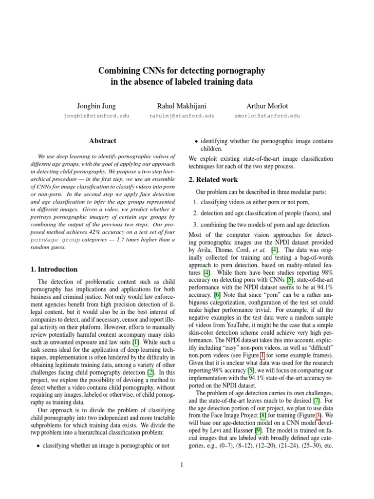 Combining CNNs For Detecting Pornography in The Absence of Labeled Training  Data. | PDF | Receiver Operating Characteristic | Statistical Classification