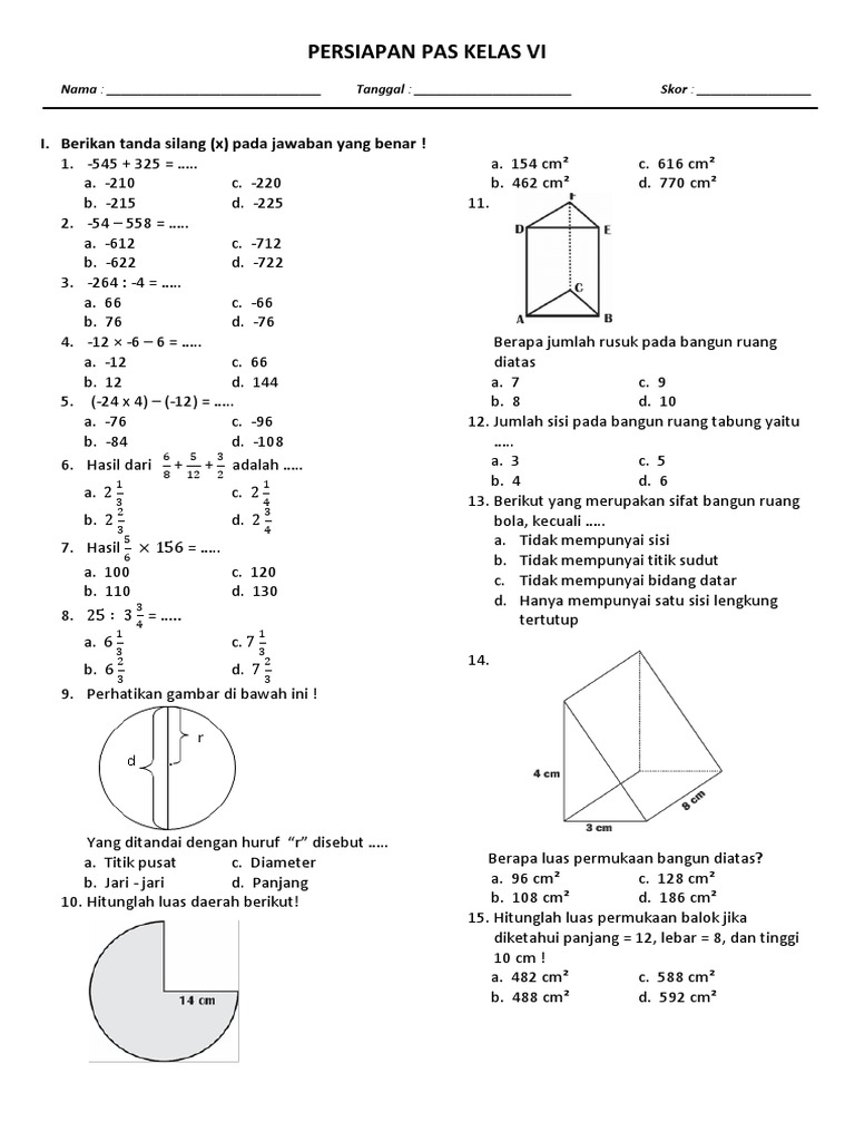 Soal Matematika Kelas 6 Volume Bola - soalkunci.my.id