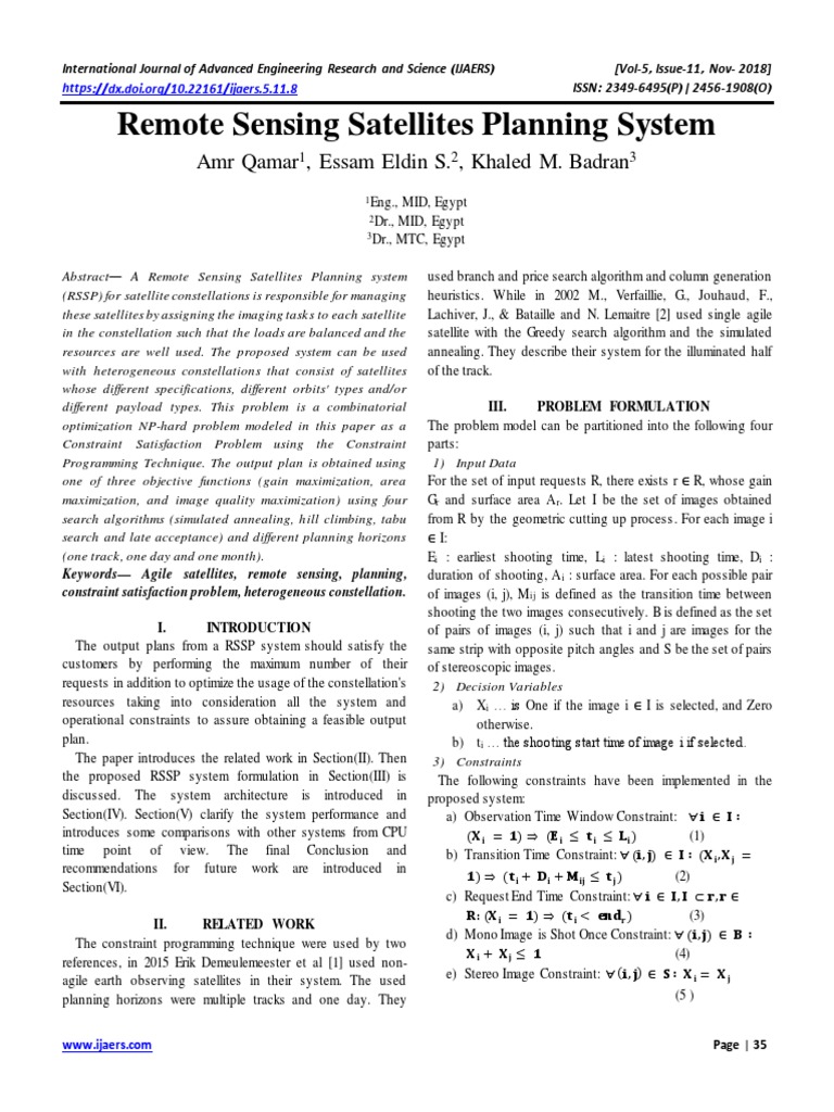 Remote Sensing Satellites Planning System | PDF | Mathematical ...