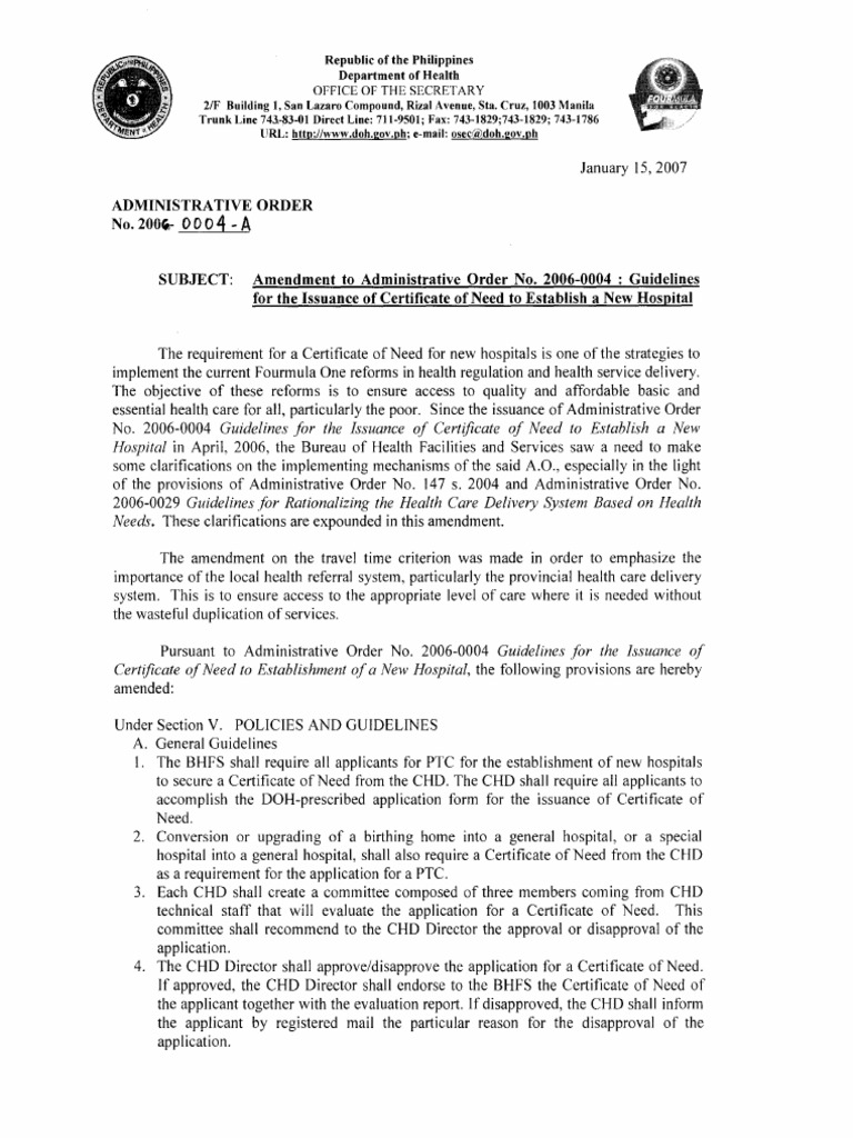 Amendments to Hospital CON Guidelines | PDF | Hospital | Government