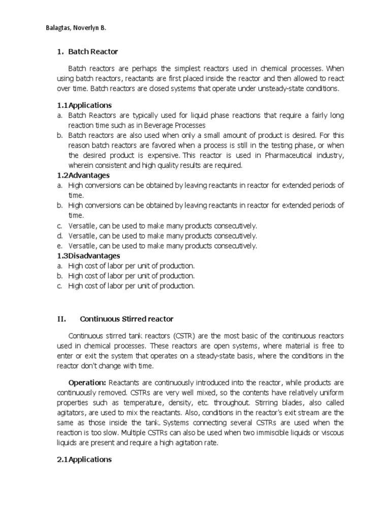 Batch Reactor | PDF | Chemical Reactor | Chemical Reactions