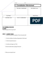 The U. S. Constitution Worksheet