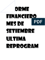 Informe Financiero Mes de Setiembre