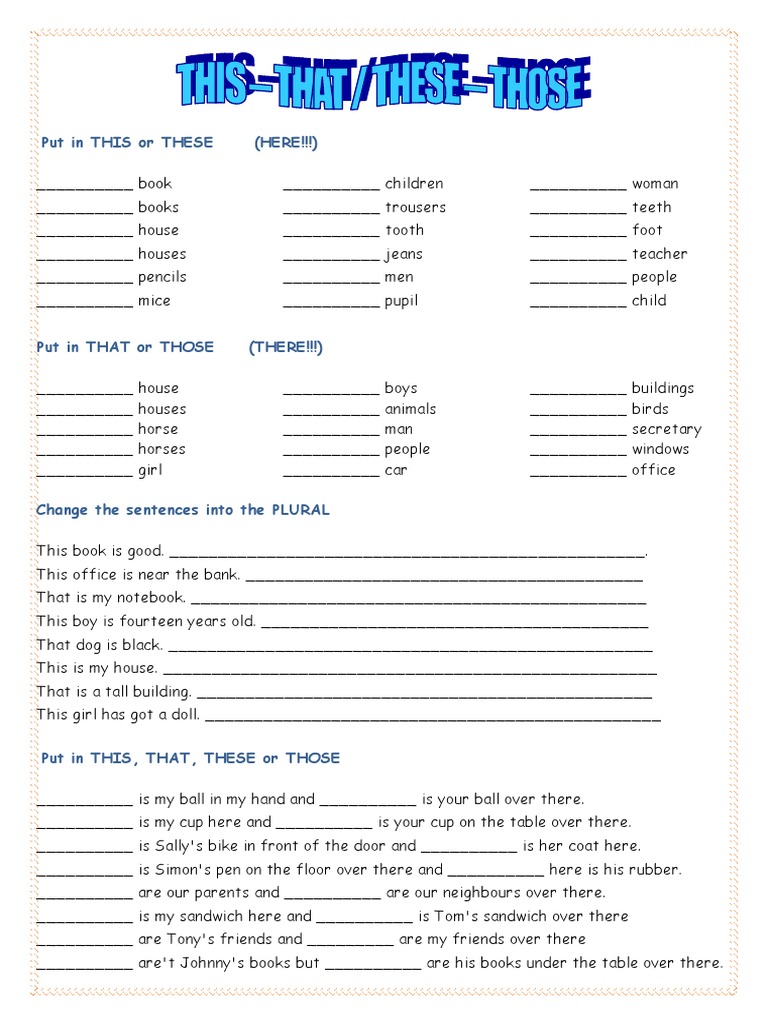 This That These Those Grammar Drills 44826 | PDF | Career & Growth ...