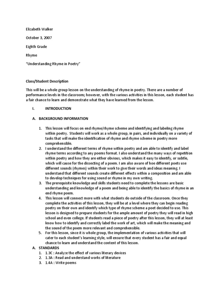 Rhyme and Rhyme Scheme Lesson Plan