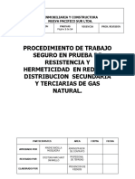 Procedimiento de prueba de resistencia y hermeticidad en redes de gas