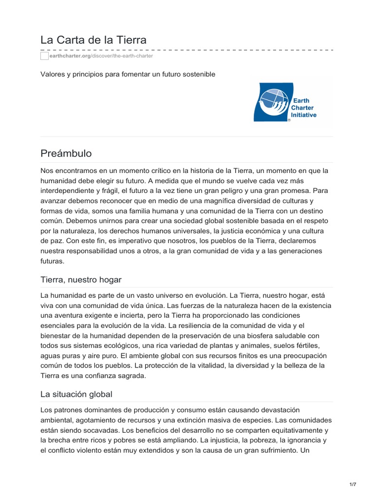 La Carta de la Tierra (1).pdf Desarrollo sostenible Biodiversidad