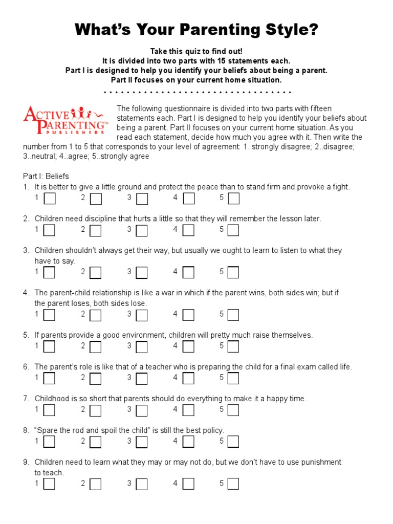 Parenting Styles Worksheet Pdf