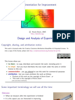 Experimentation For Improvement: Design and Analysis of Experiments
