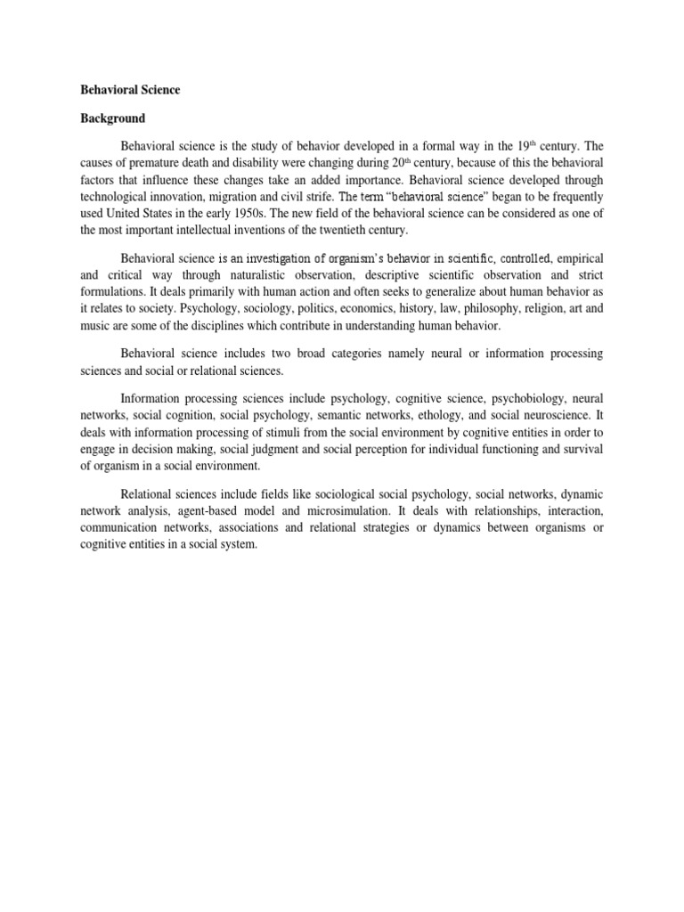 Overview of Behavioral Science | PDF